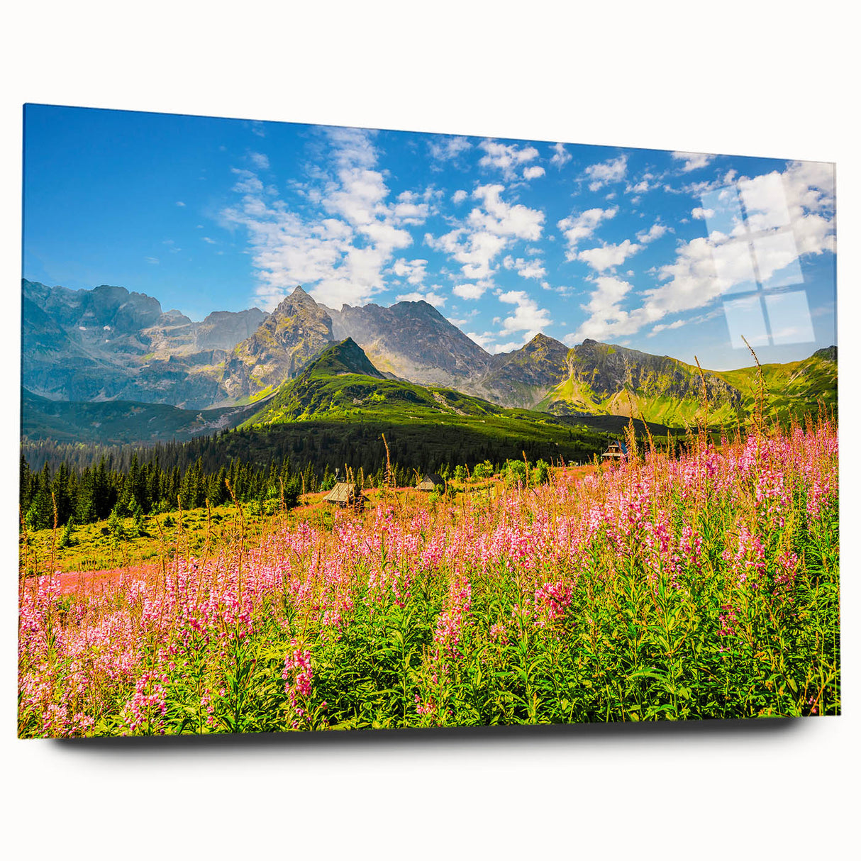 Large abstract wall art of European scenery in Slovakia, rendered on acrylic glass.