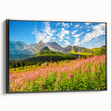 Black and white vintage poster art of a Slovakian landscape on framed canvas, ideal for bedroom decor.