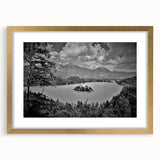 Textured abstract art print depicting a European scenery in muted earth tones, framed with a gold mat, ideal for bedroom art.