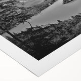 Art deco poster of a Slovenian landscape, featuring muted earth tones on rolled canvas, suitable for dining room decor.