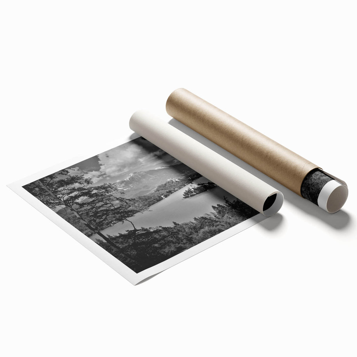 Extra large rolled print of a Slovenian landscape with vibrant greens and floral elements.
