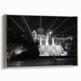 Framed canvas landscape art painting featuring a vintage Barcelona scene in colorful hues, ideal for living room decor.