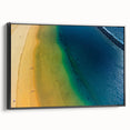 Black and white landscape art painting of a scenic European coastline on framed canvas, ideal for bedroom wall decor.