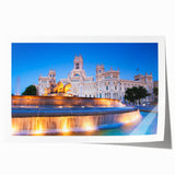 Extra large rolled print of Madrid cityscape with vibrant floral accents, ideal for art wall dining room.