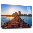 Large abstract depiction of Valencia scenery on acrylic glass, in muted earth tones.