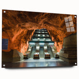 Acrylic print of Stockholm scenery in muted blues and greys, suitable for dining room decor.