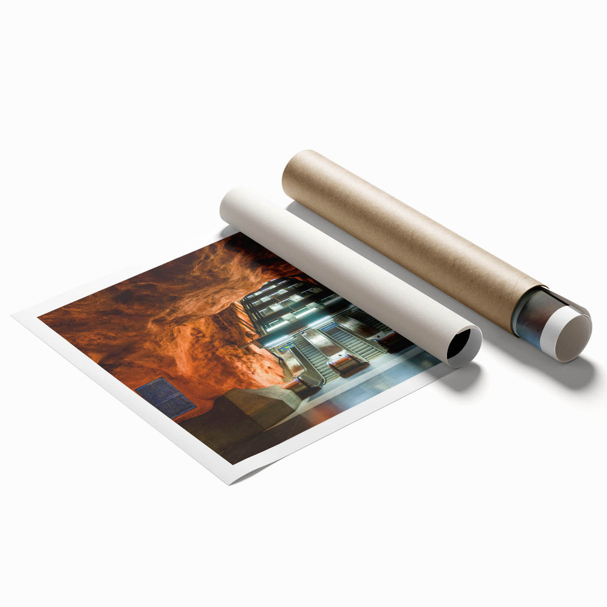 Extra large rolled print of Stockholm scenery with vibrant floral elements, ideal for classy bathroom wall art.