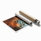 Extra large rolled print of Stockholm scenery with vibrant floral elements, ideal for classy bathroom wall art.
