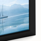 Close-up of a textured Geneva scenery on extra-large framed canvas, featuring black and colorful art.