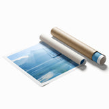 Extra large rolled print depicting a serene Geneva landscape with soft floral elements, suited for classy bathroom wall art.