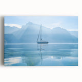 Black and white photograph of the Geneva skyline on stretched canvas, suitable for kitchen wall art.