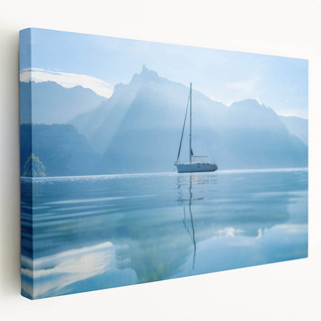Large art print of Geneva scenery in muted earth tones on stretched canvas, suitable for kitchen wall art.