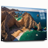 Acrylic print of Baja California scenery with vivid blue and green tones, suitable for bedroom or dining room decor.