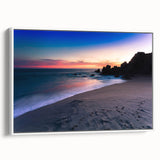 Vintage poster art of Cabo San Lucas scenery on a large framed canvas, featuring vibrant colors, ideal for living room decor.