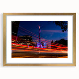 Extra large abstract art print of Mexico City, featuring textured lines in gold and black tones on a framed canvas.