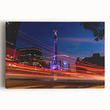 Black and white large art print of Mexico City skyline on stretched canvas, suitable for kitchen wall art.