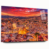 Acrylic print of a vibrant, abstract interpretation of Guanajuato scenery, ideal for bedroom or dining room art.