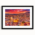 Extra large framed wall art of an abstract Guanajuato scenery, featuring vibrant, textured colors.