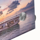 Large abstract wall art depicting Oaxaca scenery in mid-century modernist style on acrylic glass, ideal for dining room.