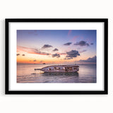 Extra large abstract art print of Oaxaca scenery in vibrant colors on a textured canvas, framed in black.