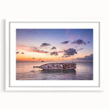 Abstract art print of Oaxaca scenery in muted earth tones, framed with a white mat.