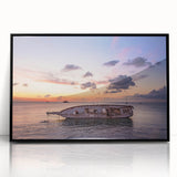 Large abstract wall art depicting a vibrant Oaxaca scenery in mid-century modernist style, framed in black acrylic.