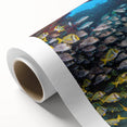 Art deco poster of Quintana Roo scenery in pastel shades, rolled canvas, ideal for nursery wall art.