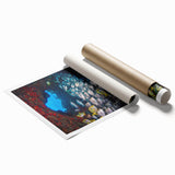 Extra large rolled print of Quintana Roo scenery with vibrant floral motifs, ideal for classy bathroom wall art.