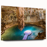 Acrylic glass print of a Yucatan landscape in earthy tones, ideal for bedroom or dining room decor.