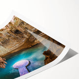 Extra large wall art featuring line art flowers in muted earth tones on a rolled canvas, ideal for large living room decor.