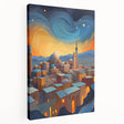 Large canvas print of an Afghan landscape in muted earth tones, ideal for kitchen wall art.