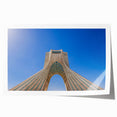 Rolled print of a Middle Eastern scenery with floral elements in earthy tones, ideal for dining room wall art.