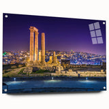 Acrylic print of a Jordanian landscape featuring earthy tones, ideal for dining room decor.