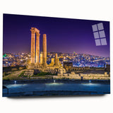 Large abstract wall art of a Jordanian landscape in muted earth tones on acrylic glass.