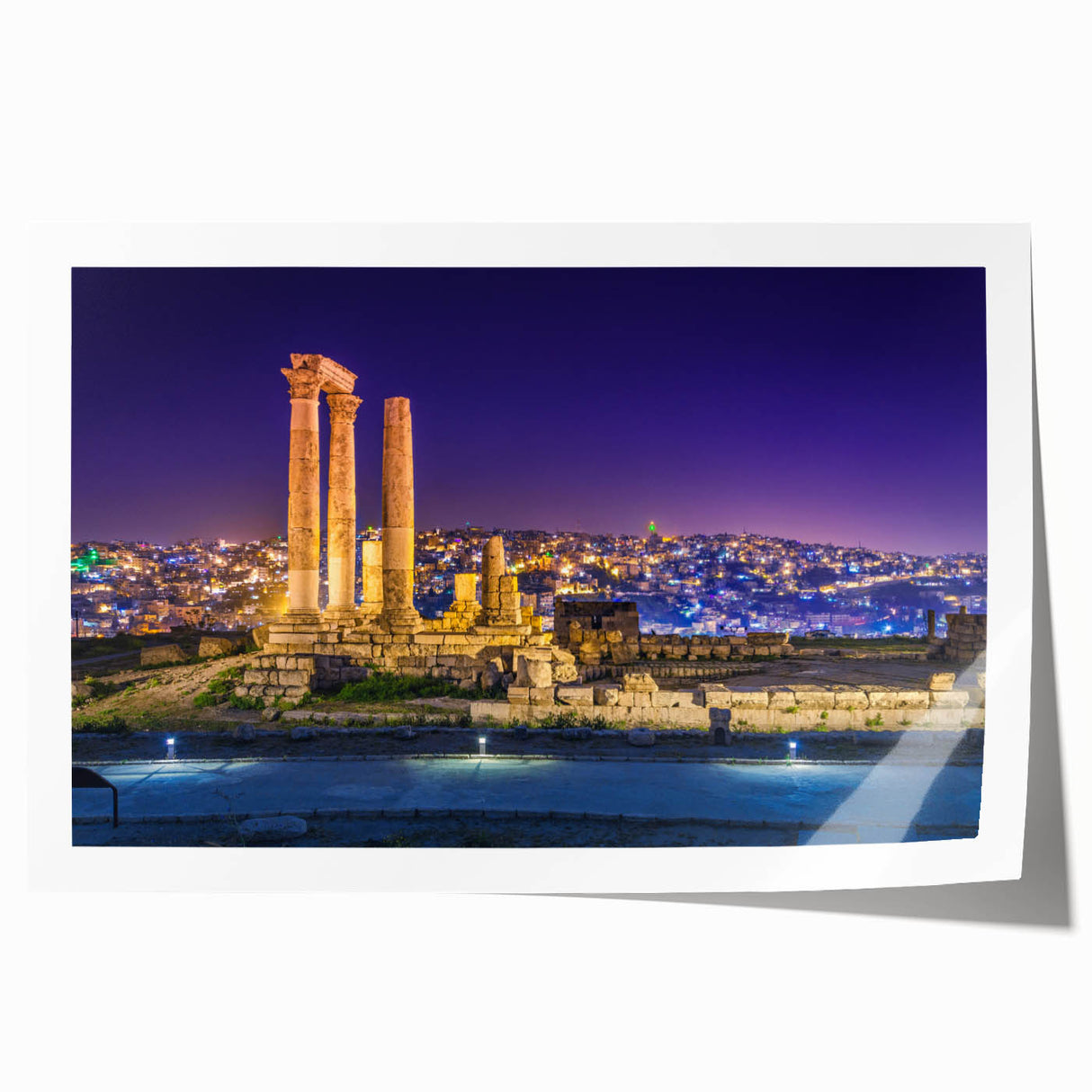 Rolled print of a Middle Eastern Jordanian landscape in muted earth tones, ideal for art wall dining room.