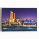 Black and white stretched canvas of a Middle Eastern Jordanian landscape, ideal for kitchen wall art.