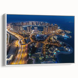 Vintage poster art of Qatar scenery on framed canvas, featuring colorful art in a large format, ideal for living room decor.