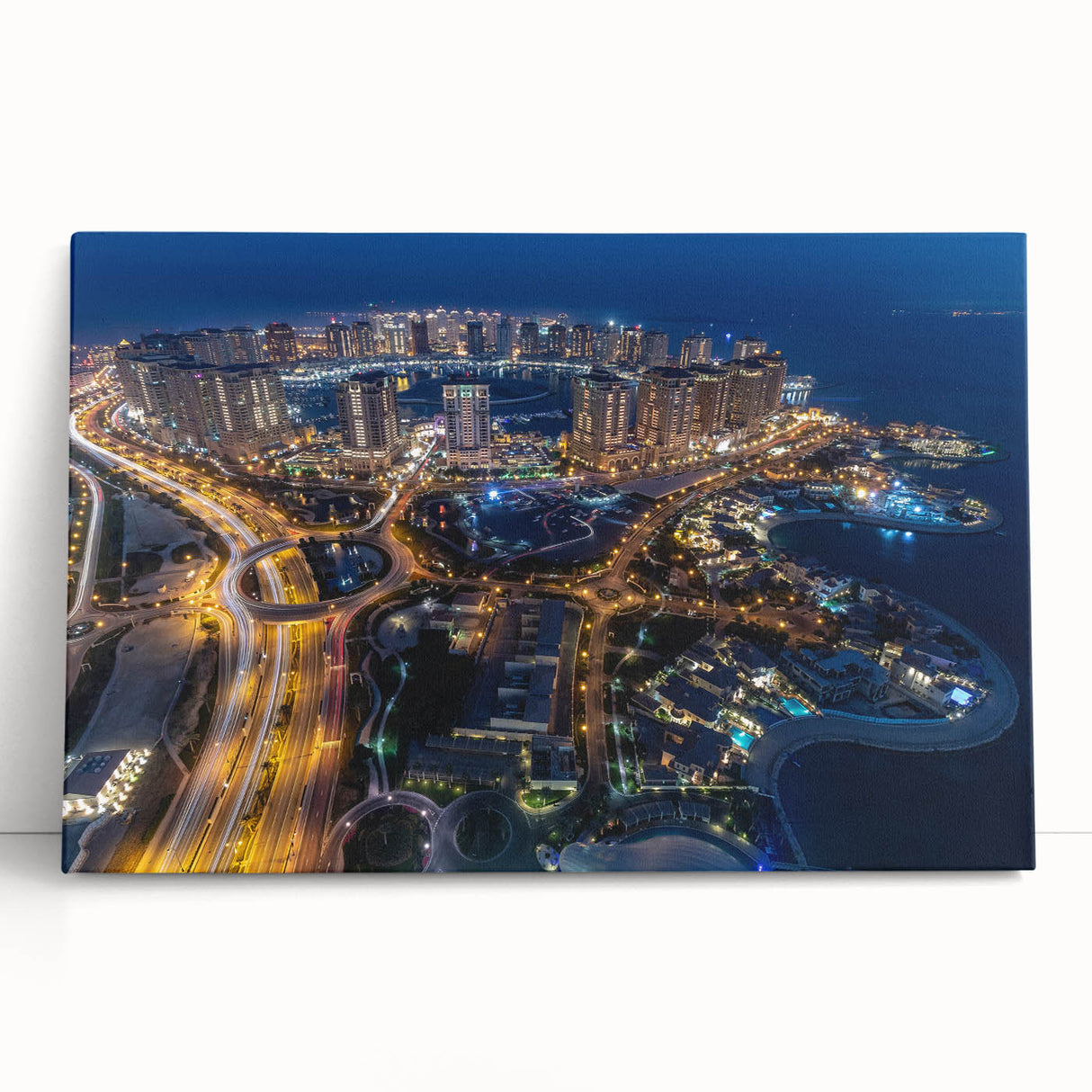 Black and white stretched canvas of Qatar scenery, ideal for kitchen wall art or bedroom ambiance.