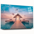 Acrylic glass print of Bora Bora seascape, featuring vivid blue and turquoise waters, ideal for bedroom or dining room decor.