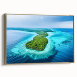 Landscape art painting of Oceania on framed canvas, featuring black and gold tones, ideal for bedroom wall decor.