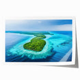 Extra large rolled print of a Micronesian oceanic landscape with vibrant blue and green tones.