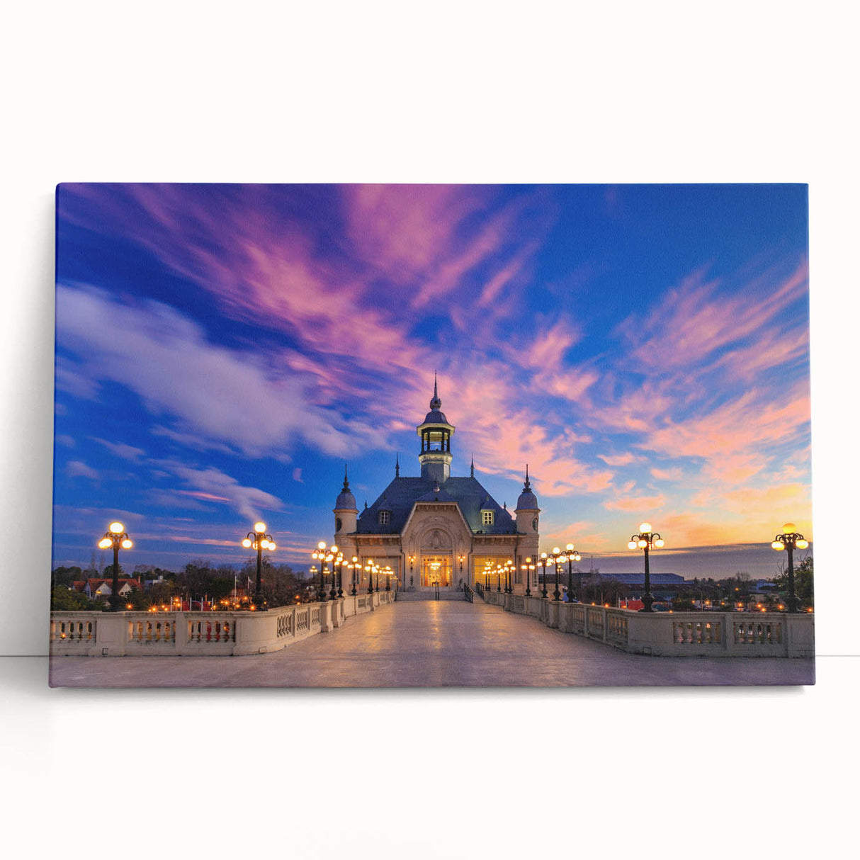 Black and white stretched canvas of Buenos Aires cityscape, ideal for kitchen wall art or bedroom ambiance.