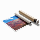 Extra large rolled print of an Argentine landscape with vibrant floral elements, ideal for classy bathroom wall art.