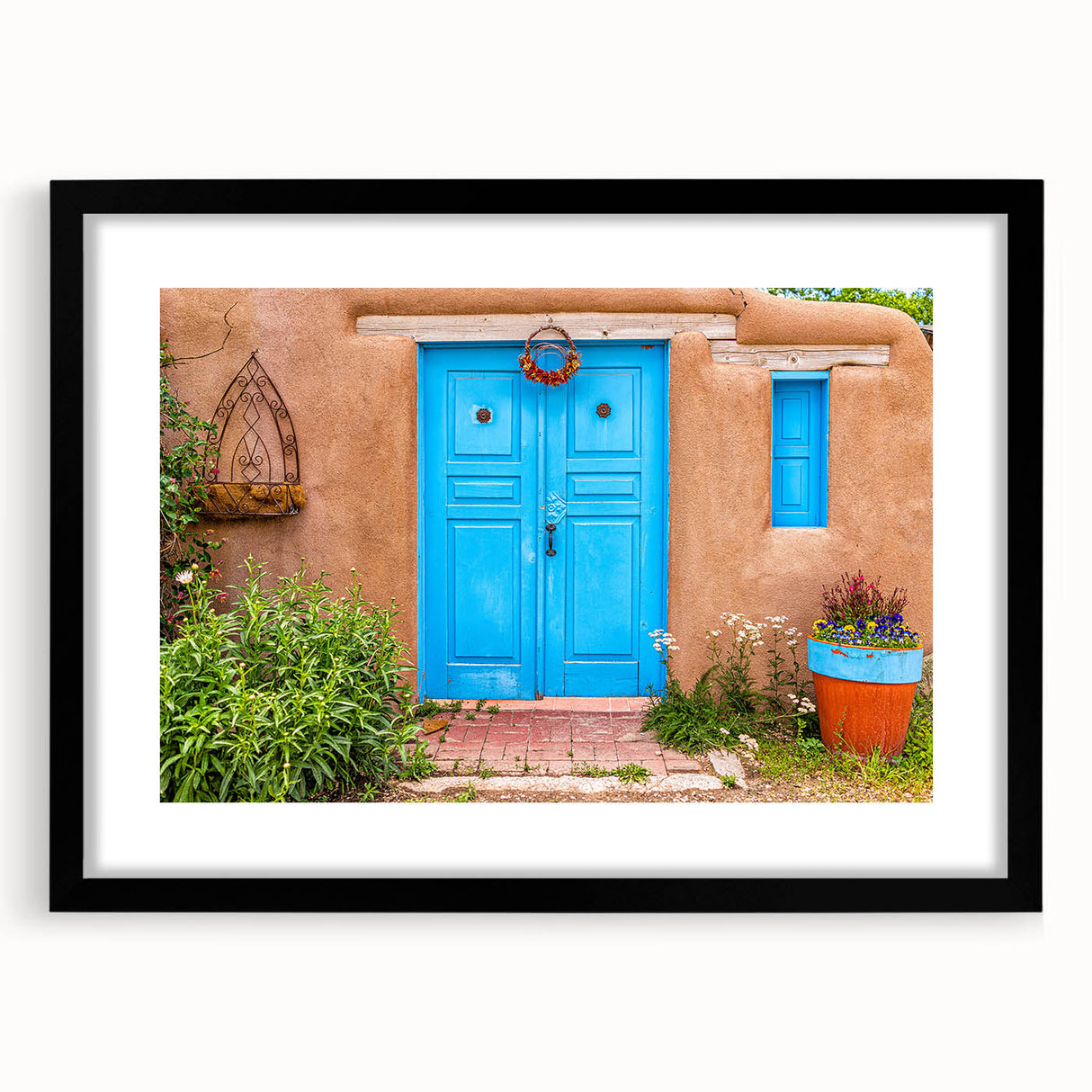 Colorful abstract art print of Santiago, Chile, in vibrant shades on a large framed canvas, ideal for living room decor.