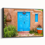 Black and white wall art featuring a vintage poster-style landscape of Santiago, Chile on a framed canvas.