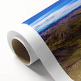 Art deco poster of a Peruvian landscape in pastel shades on rolled canvas, ideal for nursery wall art.
