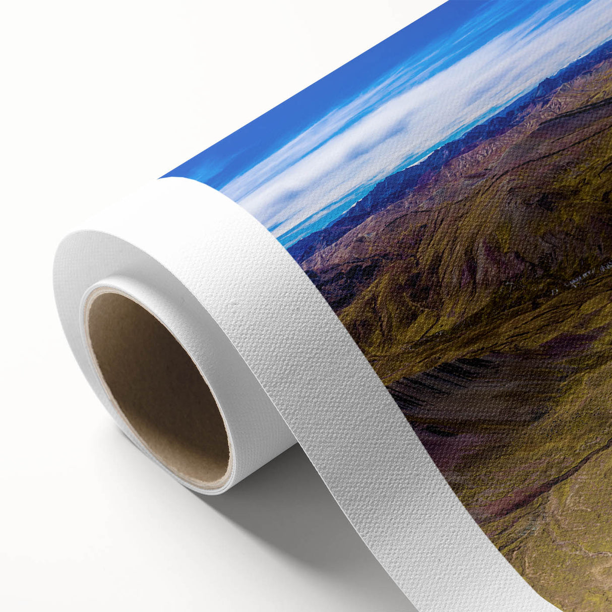 Art deco poster of a Peruvian landscape in pastel shades on rolled canvas, ideal for nursery wall art.