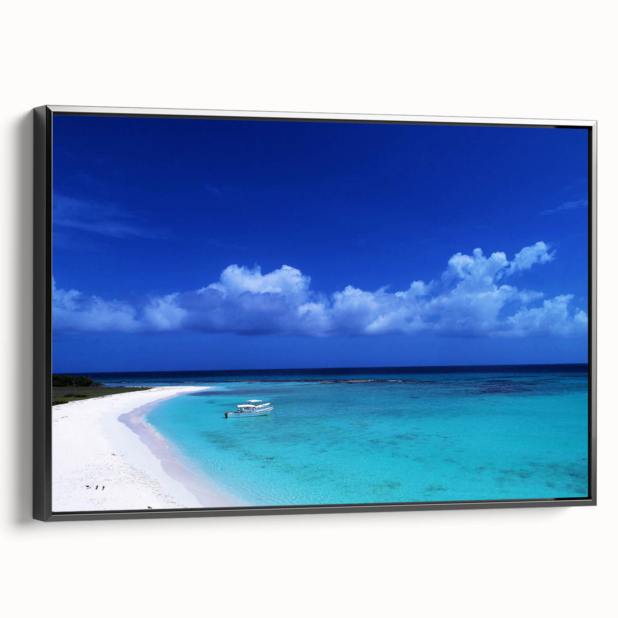Black and white framed canvas of a vintage-style Venezuelan landscape, ideal for bedroom wall art.