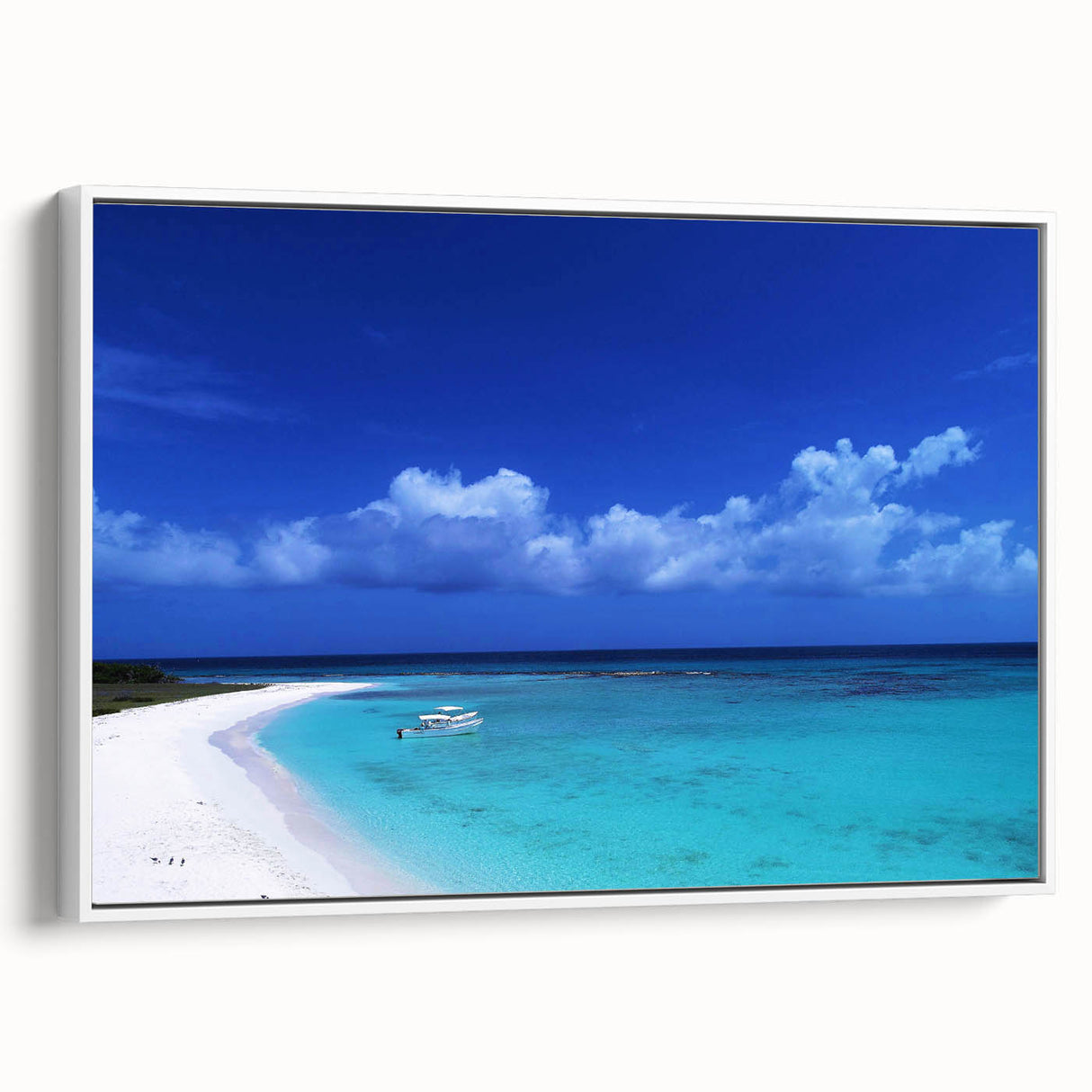 Vintage poster art of a colorful Venezuelan landscape on a large framed canvas, ideal for living room decor.