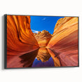 Black and white framed canvas of Coyote Buttes in Arizona, ideal for bedroom landscape art.